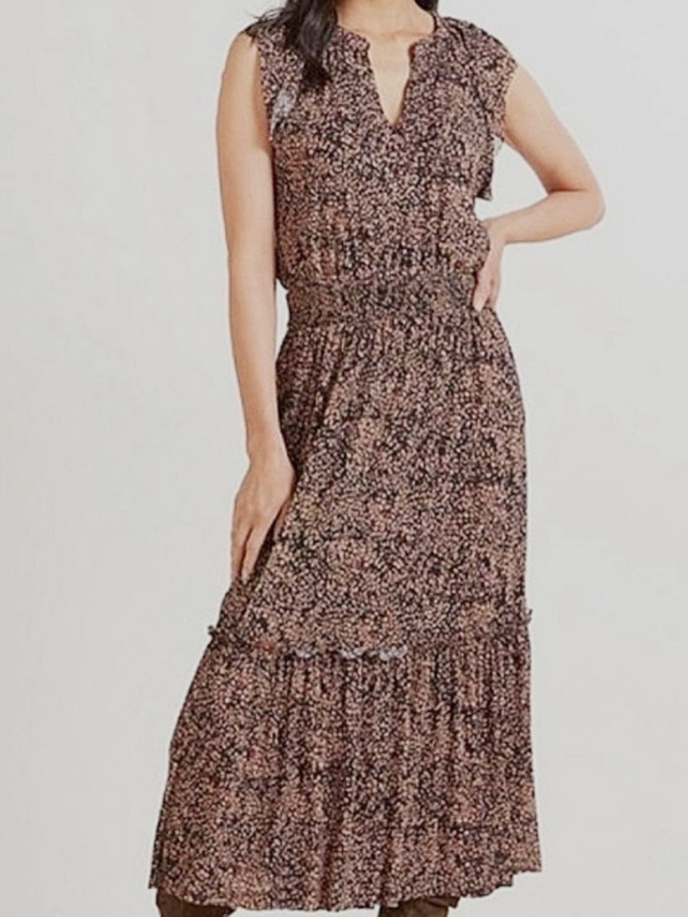 Roan + Ryan Flutter Sleeve Maxi Dress Size Small